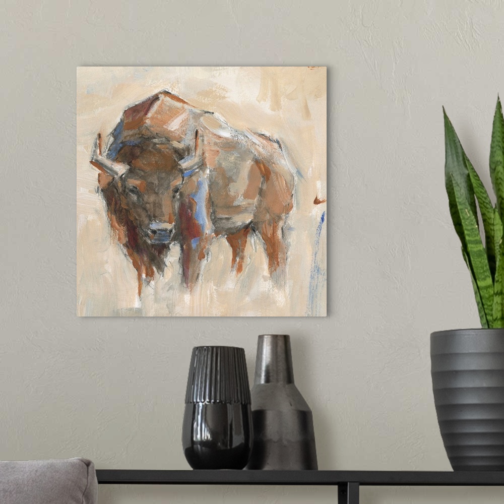 A modern room featuring Pastel Bison II
