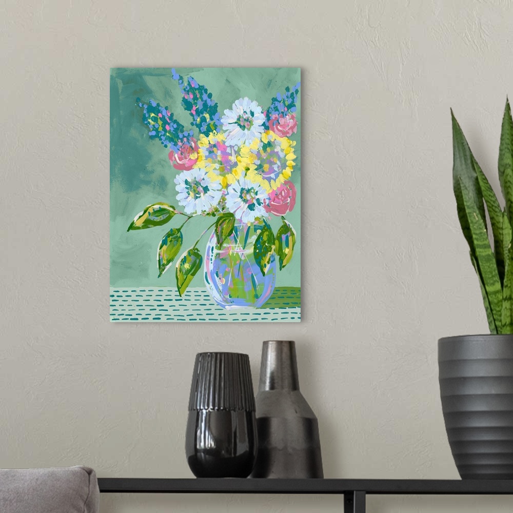 A modern room featuring Pastel Blossoms II