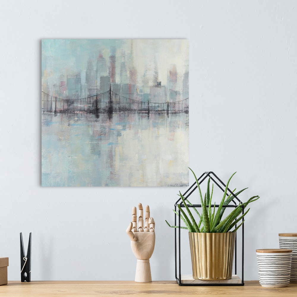 A bohemian room featuring Pastel Cityscape I