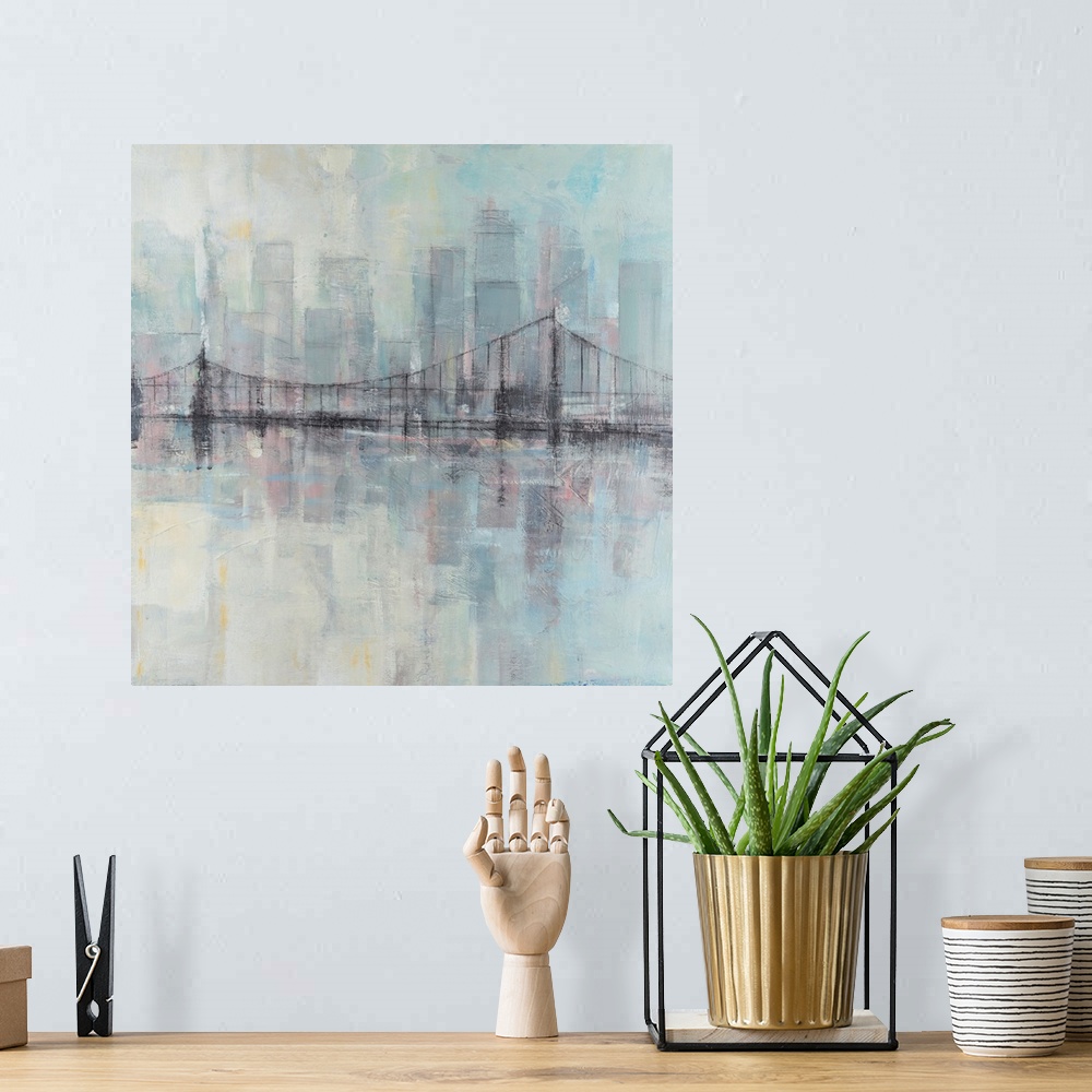A bohemian room featuring Pastel Cityscape II