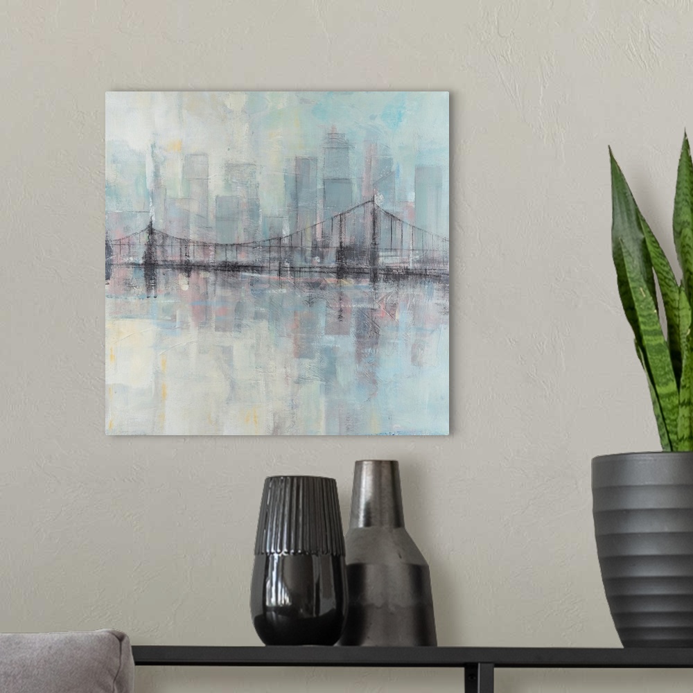 A modern room featuring Pastel Cityscape II
