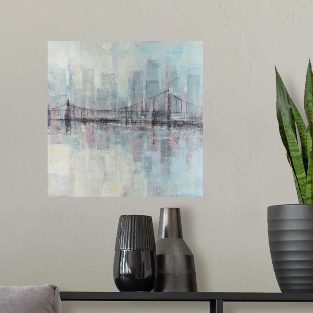 A modern room featuring Pastel Cityscape II