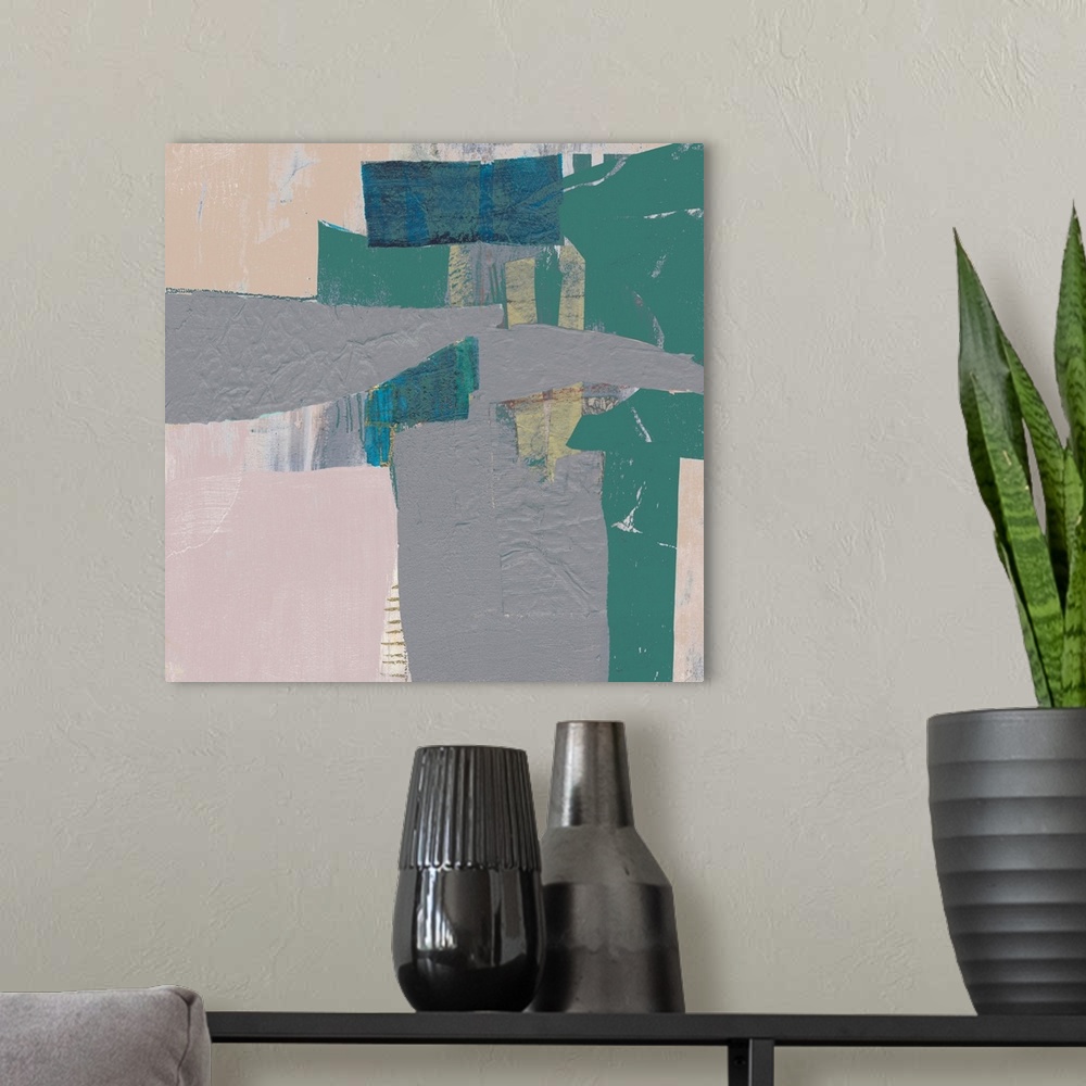 A modern room featuring Pastel Collage IV