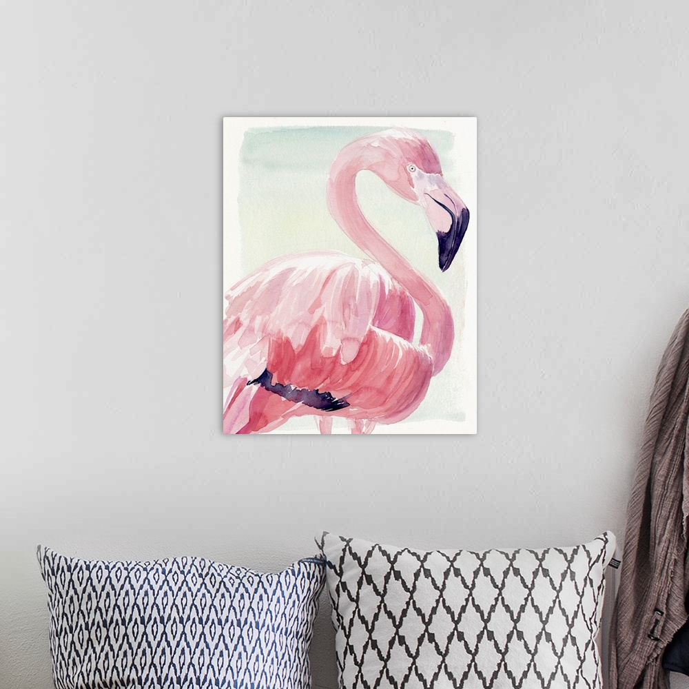 A bohemian room featuring Pastel Flamingo II