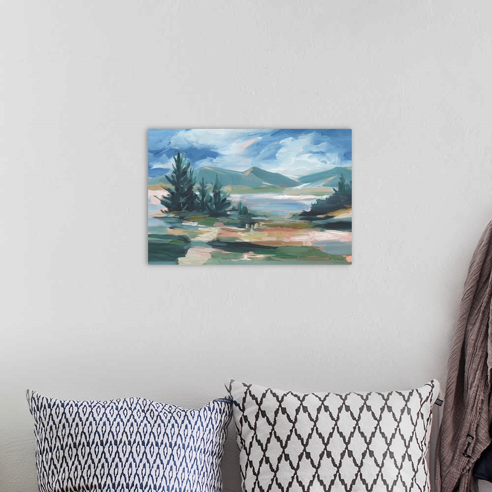 A bohemian room featuring Pastel Lake View I