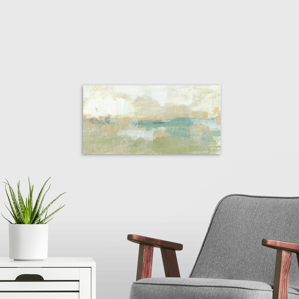 A modern room featuring Pastel Landscape I