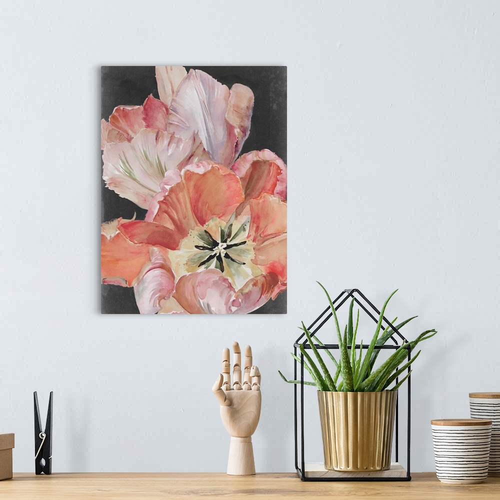 A bohemian room featuring Pastel Parrot Tulips I