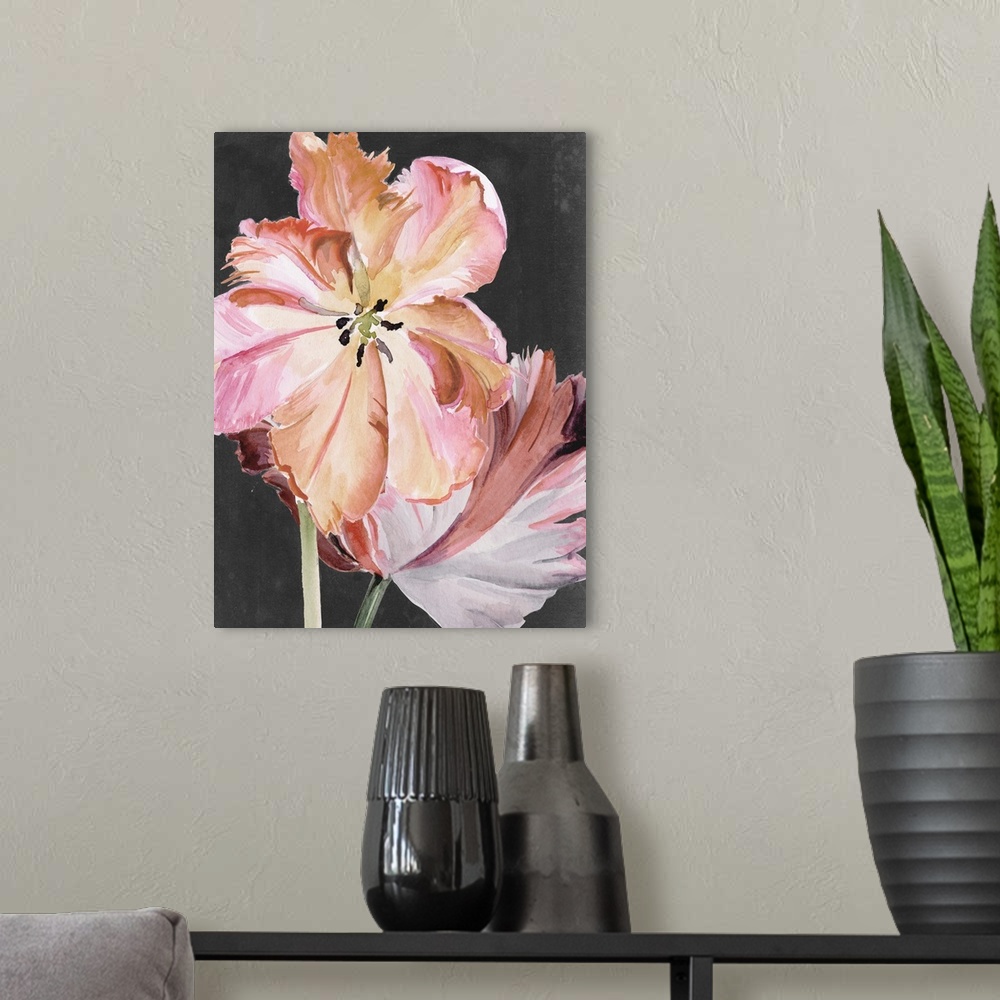 A modern room featuring Pastel Parrot Tulips II