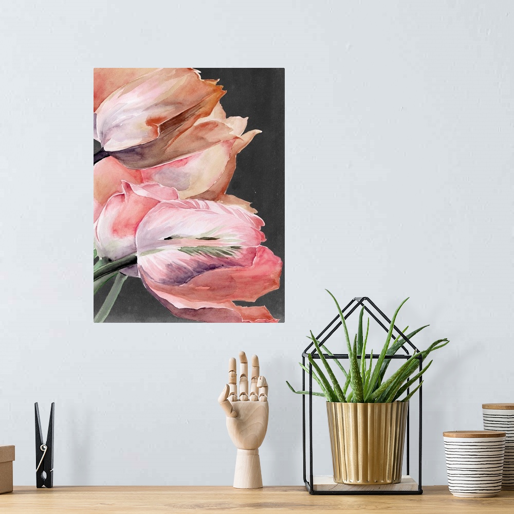 A bohemian room featuring Pastel Parrot Tulips IV