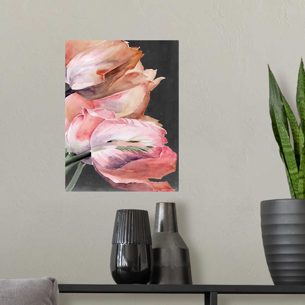 A modern room featuring Pastel Parrot Tulips IV