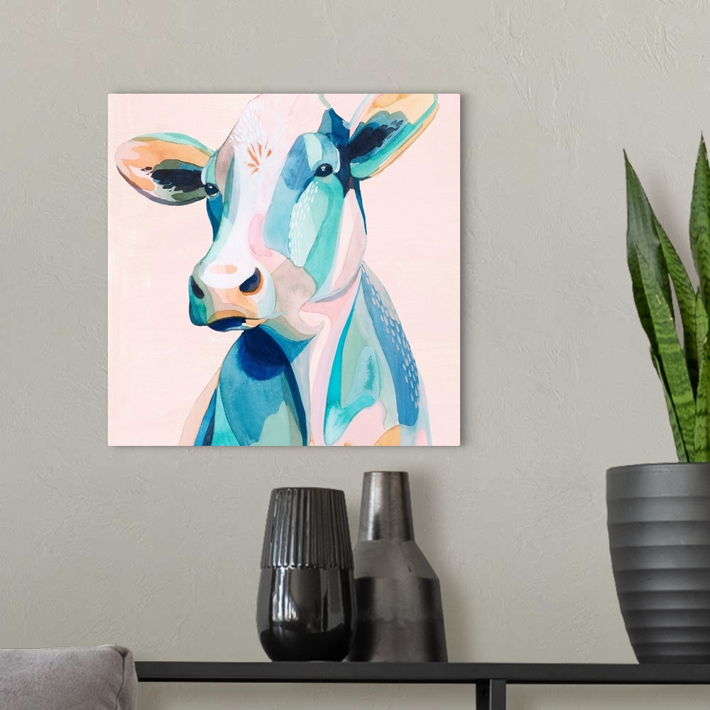 A modern room featuring Pastel Pasture II