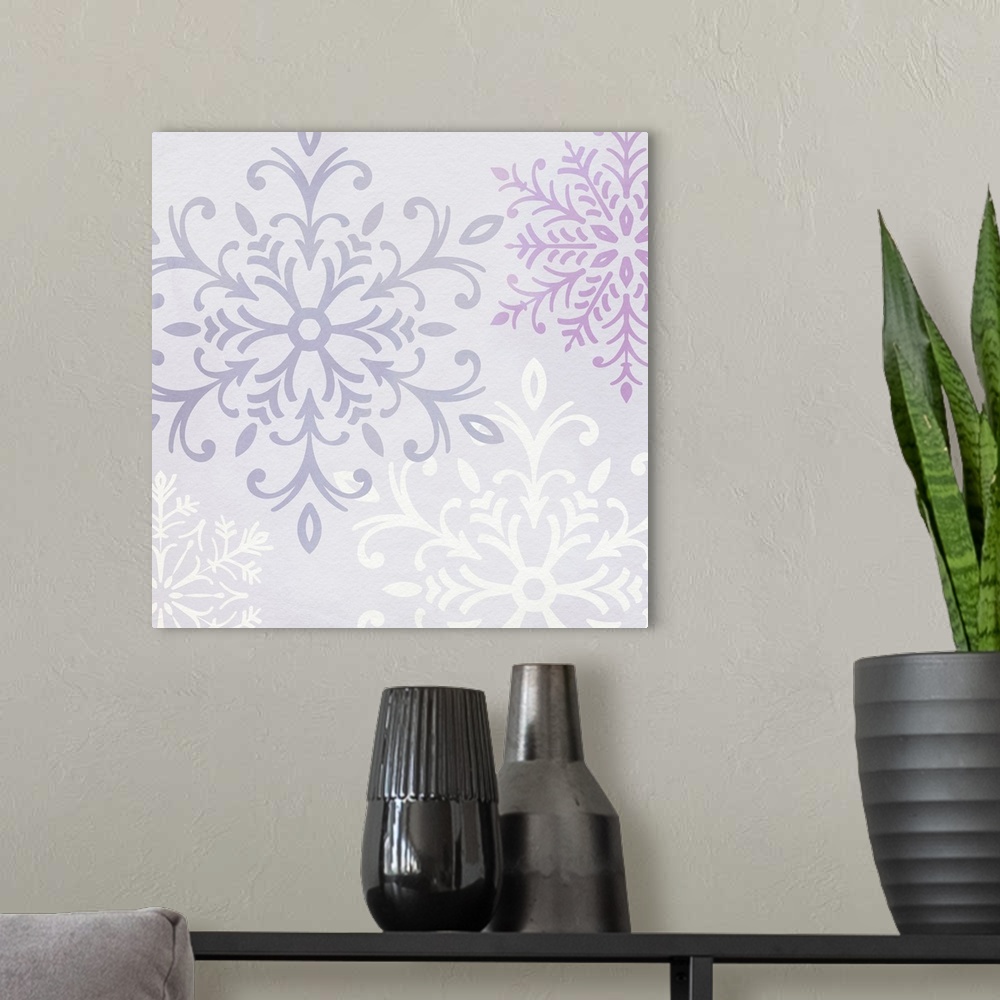 A modern room featuring Pastel Snowflakes II