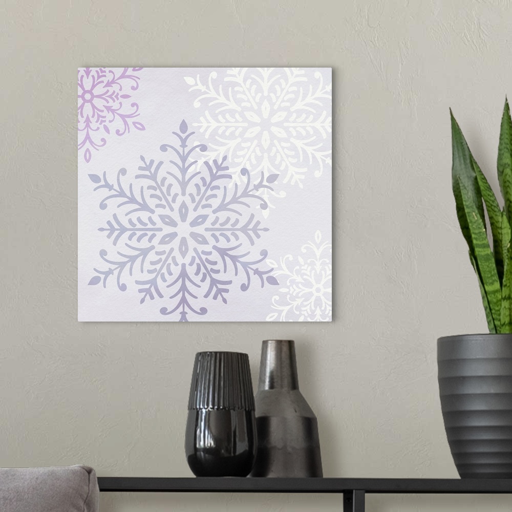 A modern room featuring Pastel Snowflakes III