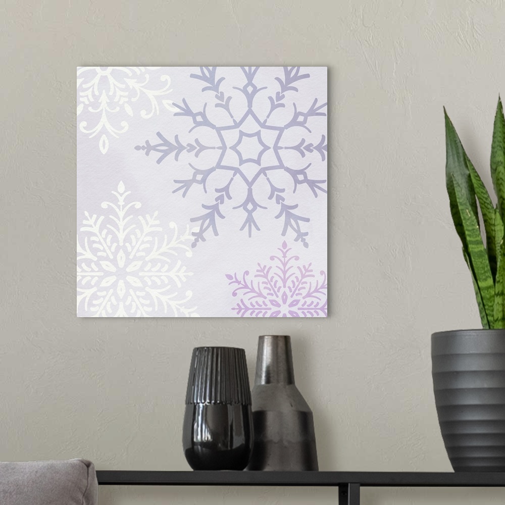 A modern room featuring Pastel Snowflakes IV