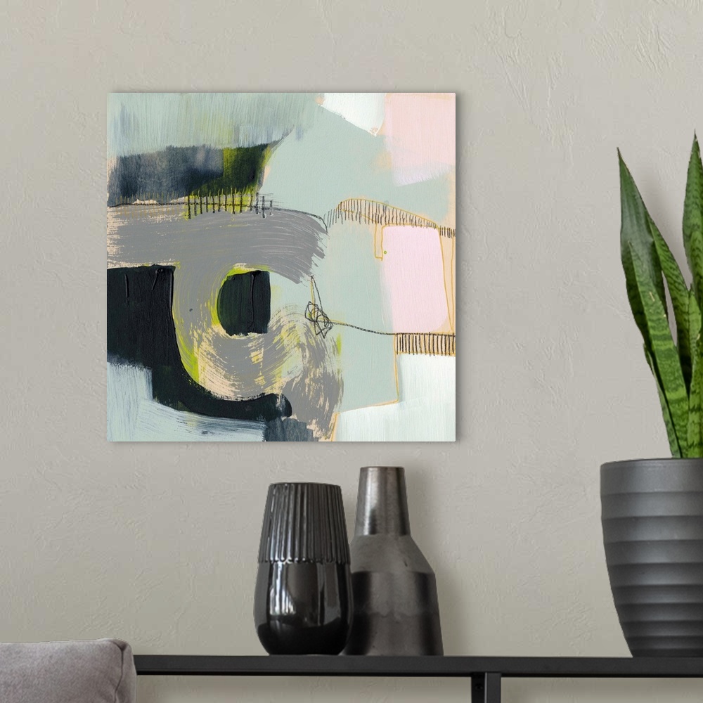 A modern room featuring Pastel Strokes I
