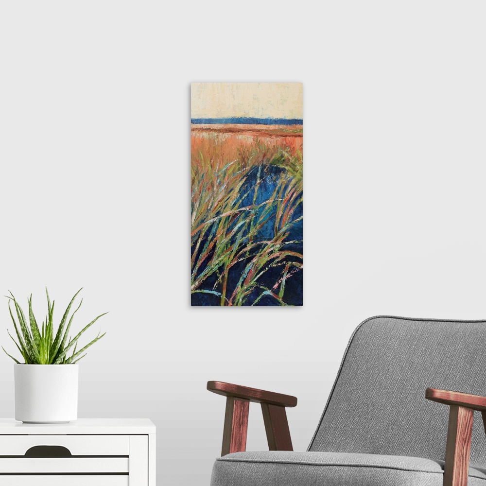 A modern room featuring Pastel Wetlands I