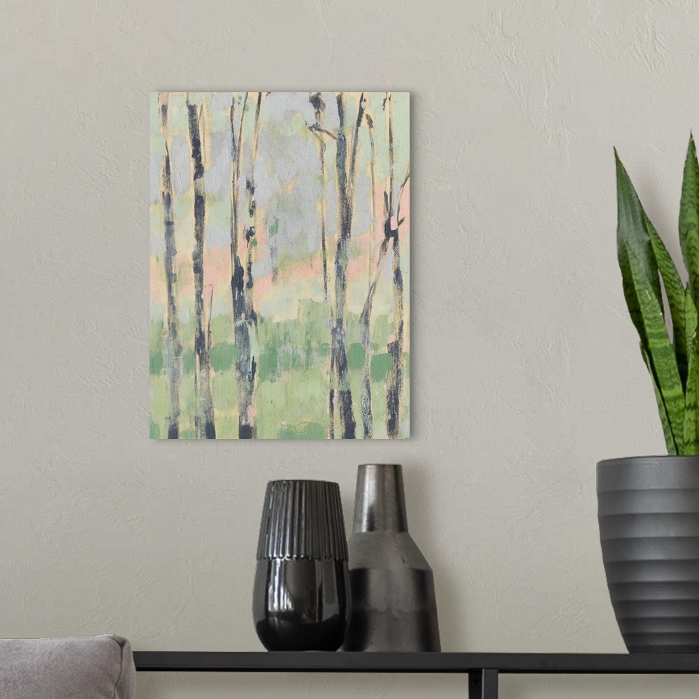 A modern room featuring Pastels in the Trees II