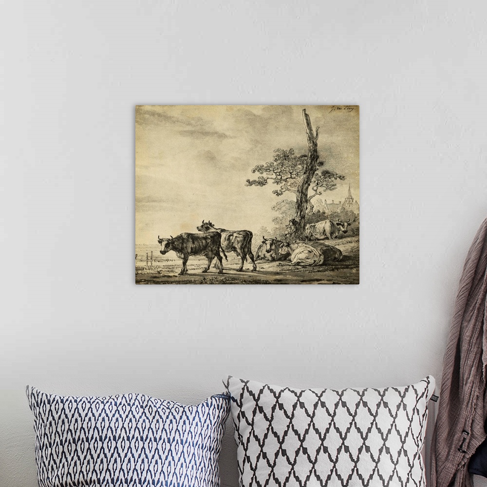 A bohemian room featuring Pastoral Etching I