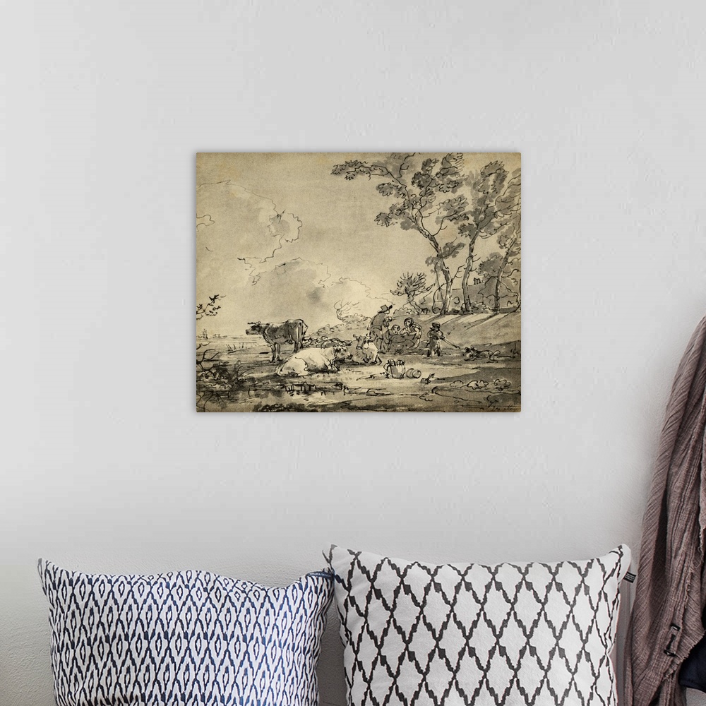 A bohemian room featuring Pastoral Etching II