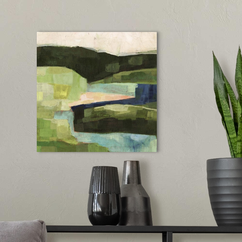 A modern room featuring Pastoral Patchwork II