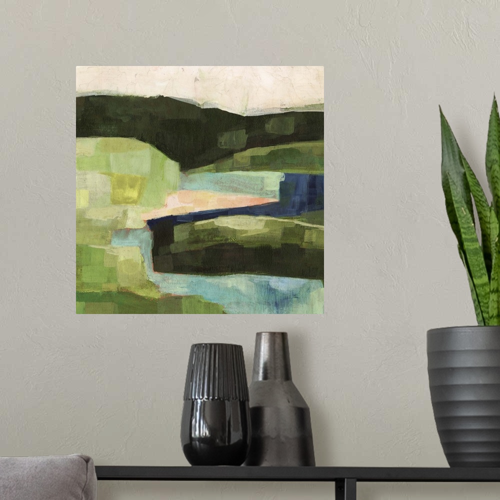 A modern room featuring Pastoral Patchwork II