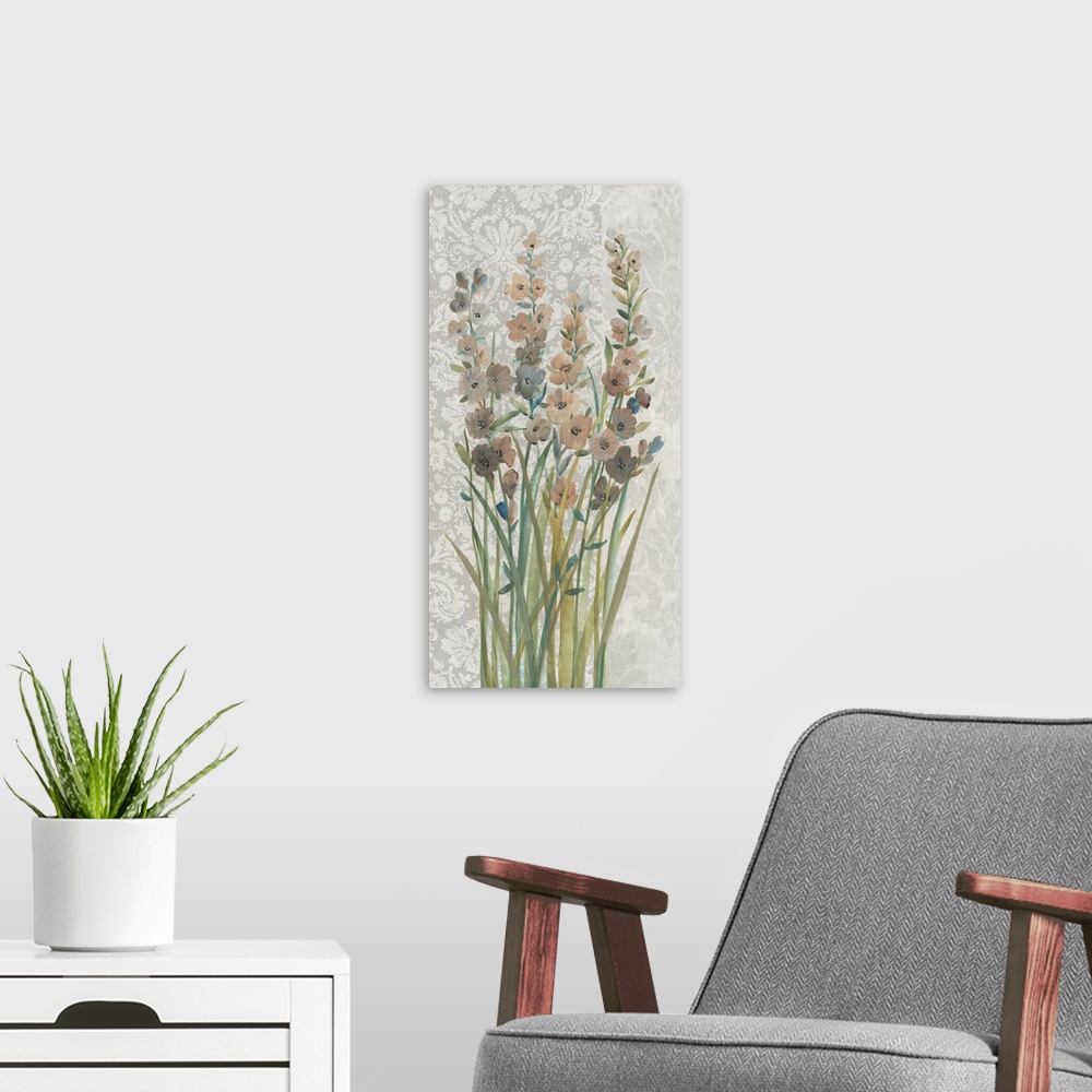 A modern room featuring Patch Of Wildflowers II