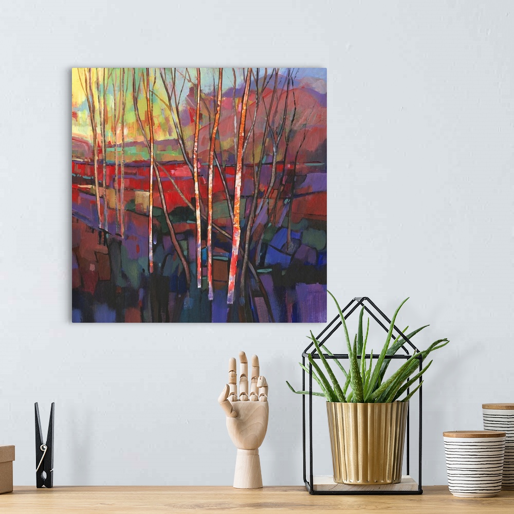 A bohemian room featuring Patchwork Trees I