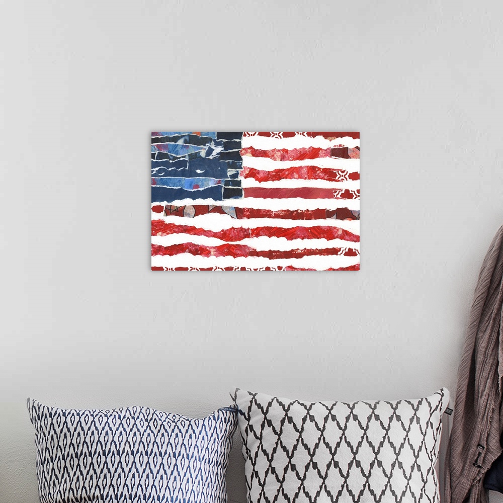 A bohemian room featuring Patriotic Collage Flag I