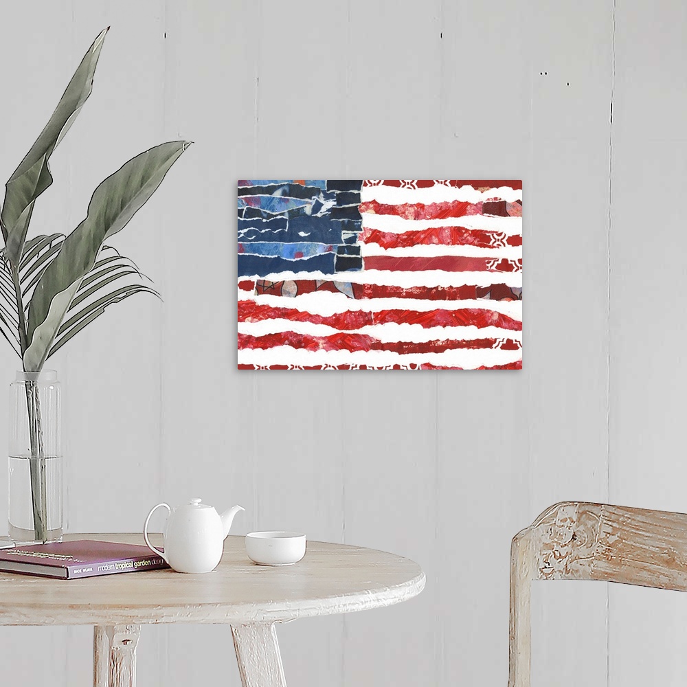 A farmhouse room featuring Patriotic Collage Flag I