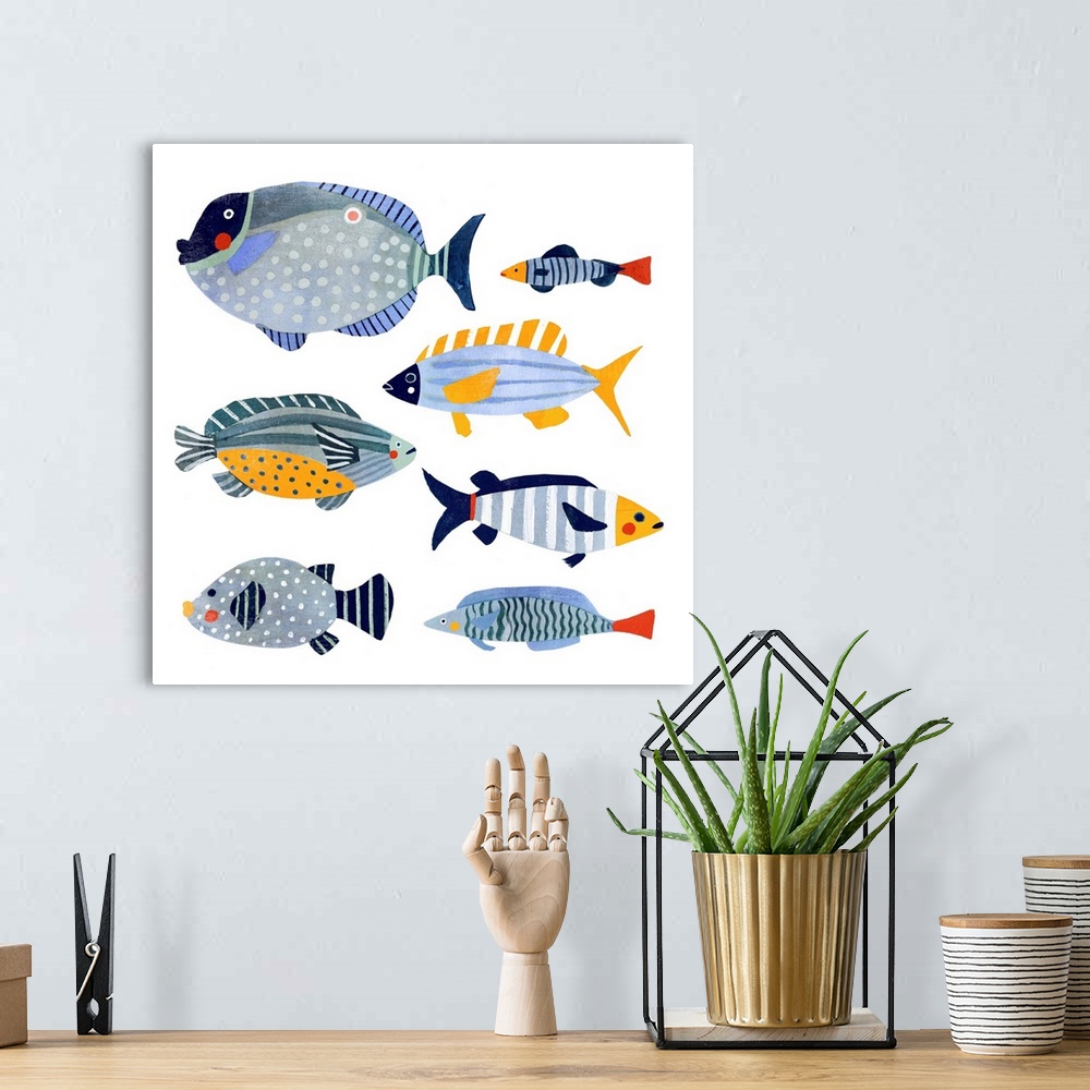 A bohemian room featuring Patterned Fish I