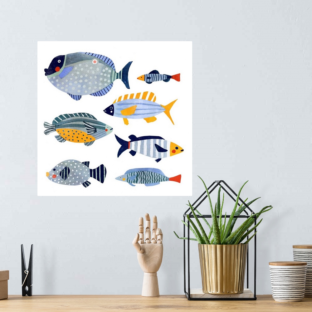 A bohemian room featuring Patterned Fish I