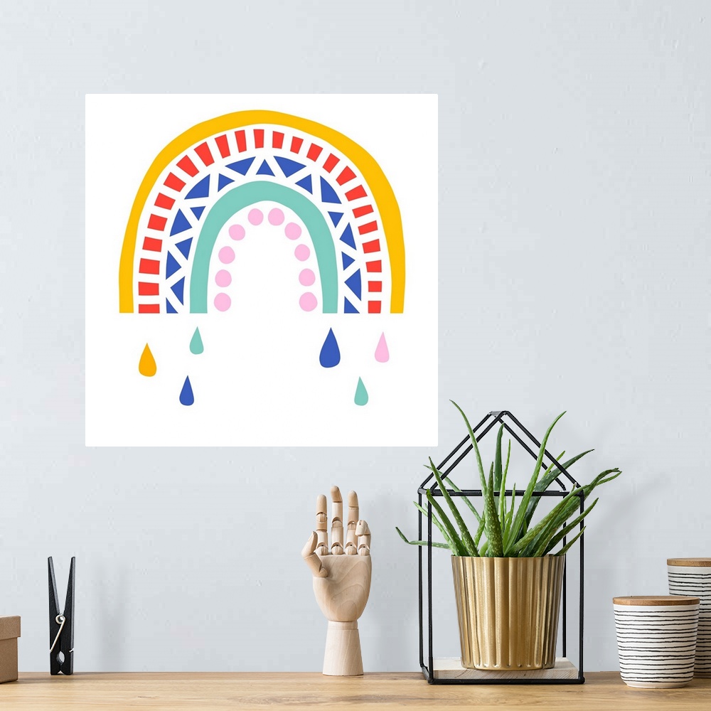 A bohemian room featuring Patterned Rainbow II
