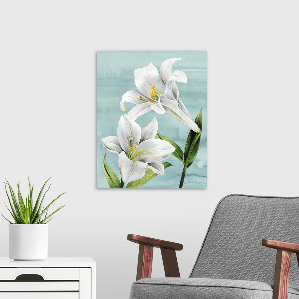 A modern room featuring Peaceful Lilies I