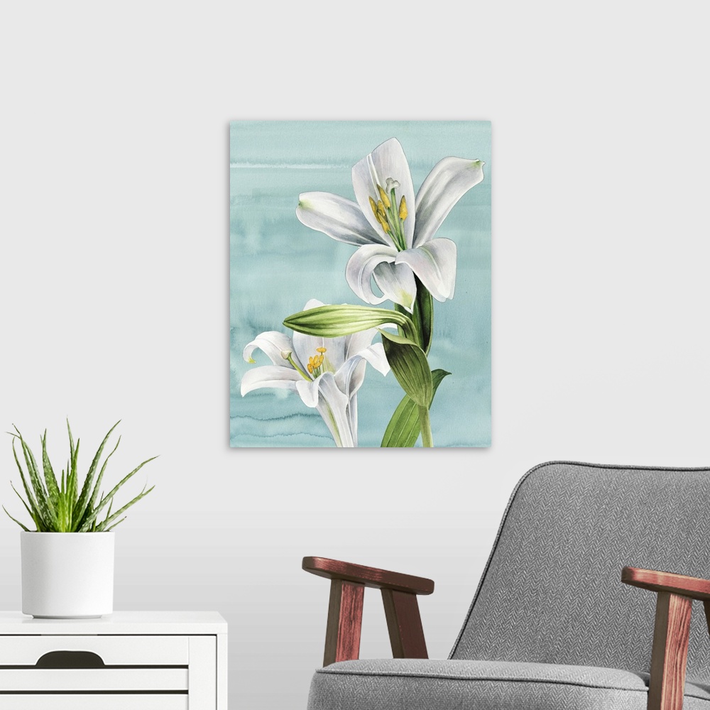 A modern room featuring Peaceful Lilies II