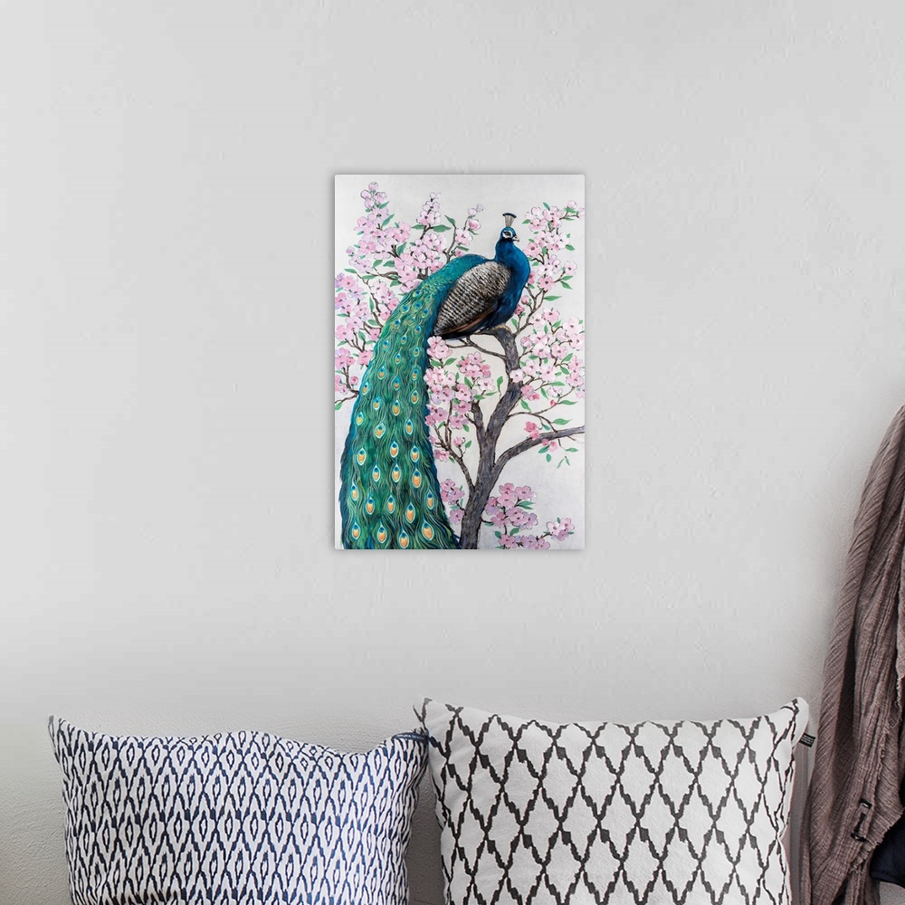 A bohemian room featuring Peacock And Blossom II
