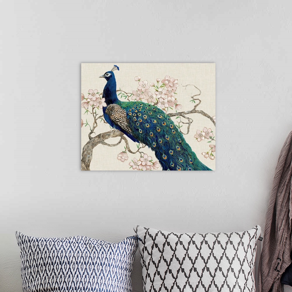 A bohemian room featuring Peacock and Blossoms II