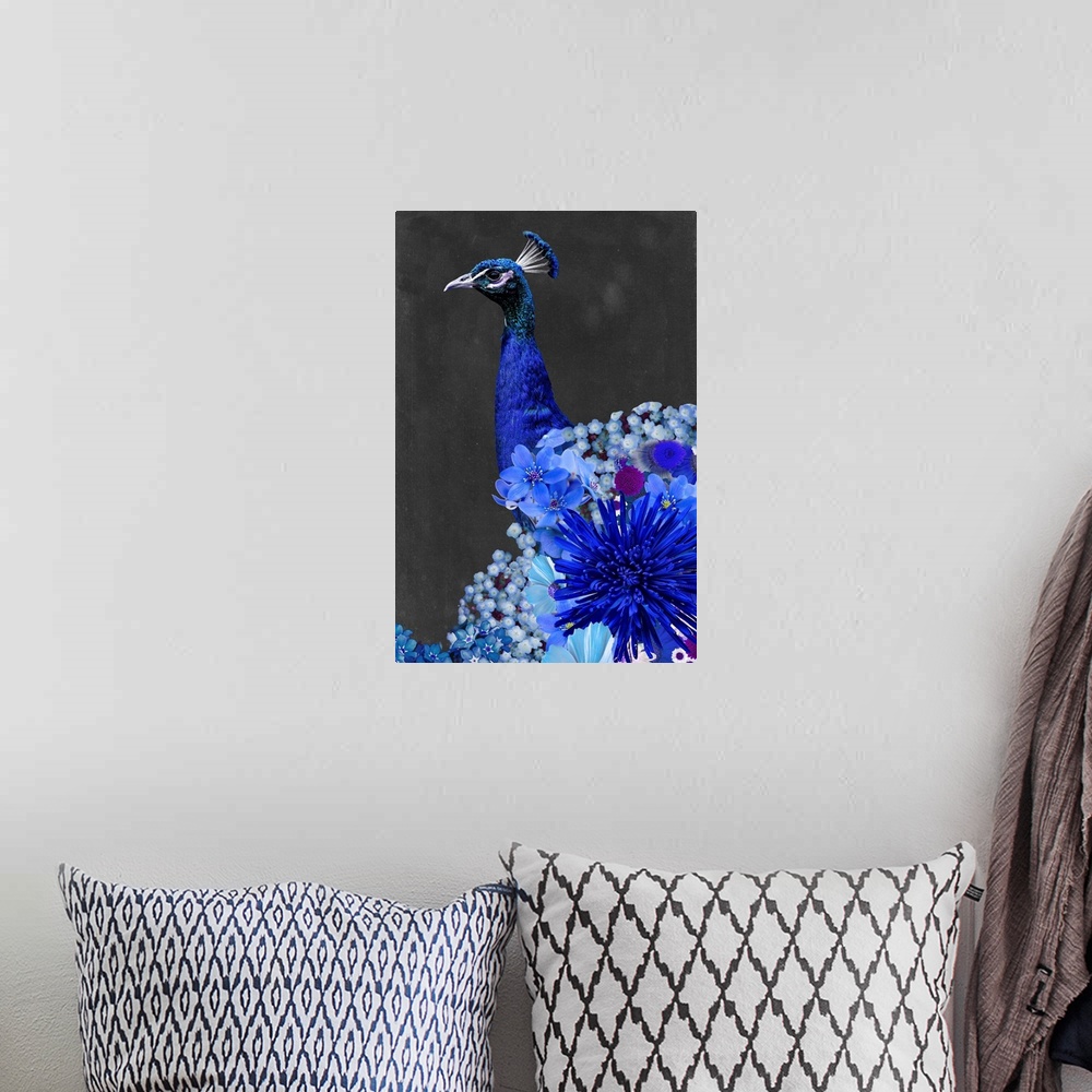 A bohemian room featuring Peacock Collage I