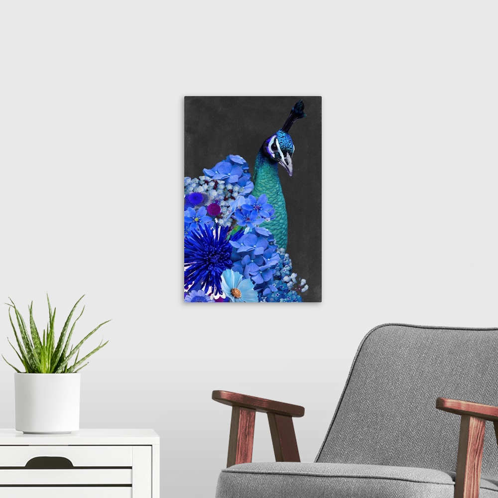 A modern room featuring Peacock Collage II