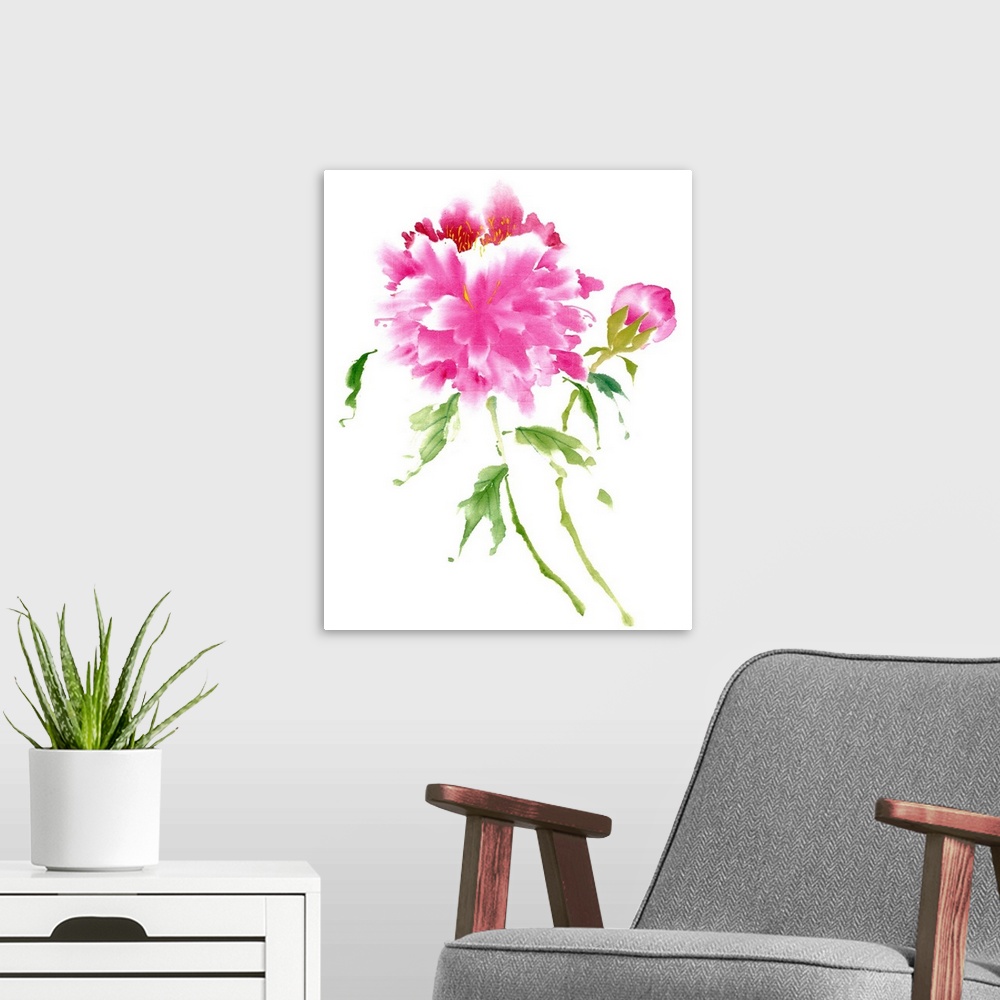 A modern room featuring Peonies in Pink I