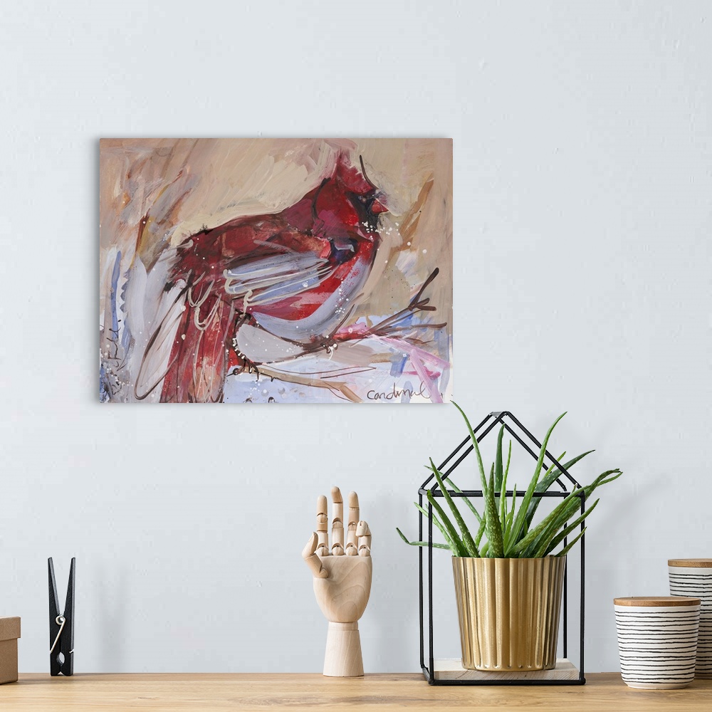 A bohemian room featuring Perched Cardinal I