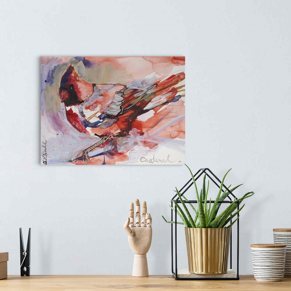 A bohemian room featuring Perched Cardinal II