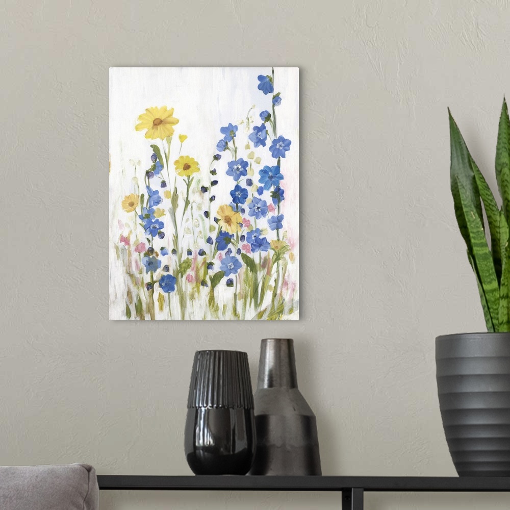 A modern room featuring Periwinkle Wildflowers II