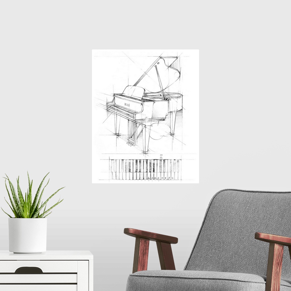 A modern room featuring Piano Sketch