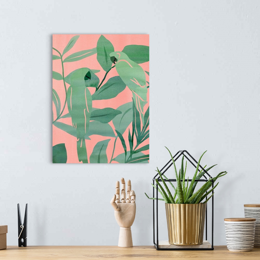A bohemian room featuring Pink And Green Birds Of Paradise II