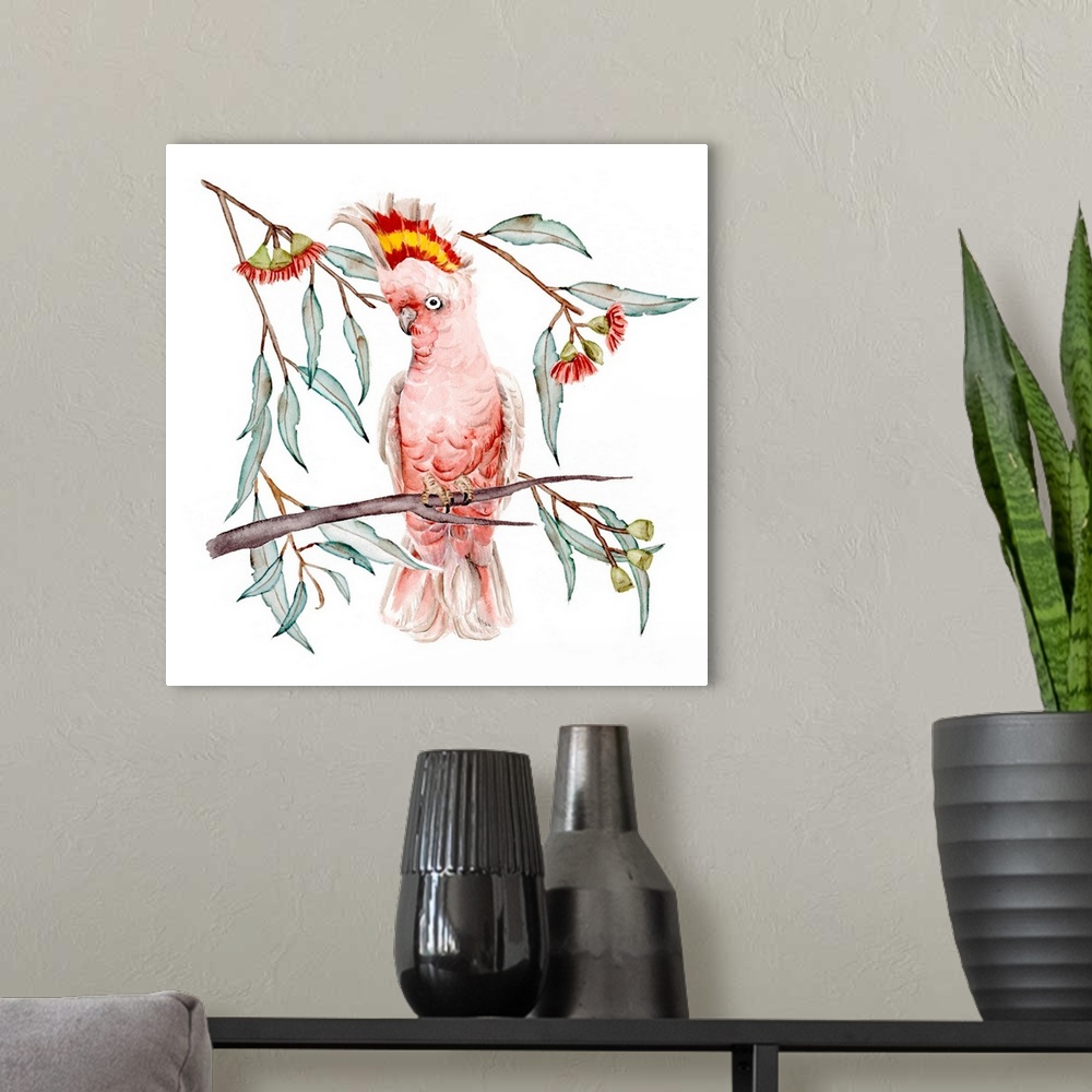 A modern room featuring Pink Cockatoo I
