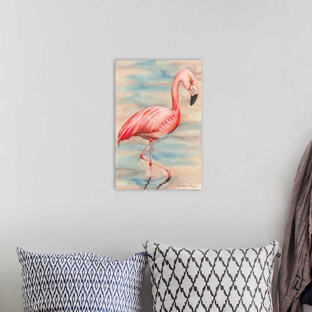 A bohemian room featuring Pink Flamingo I