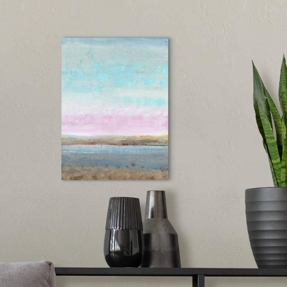 A modern room featuring Pink Horizon I