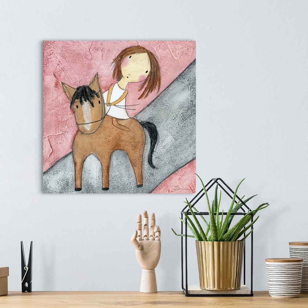 A bohemian room featuring Pink Horse