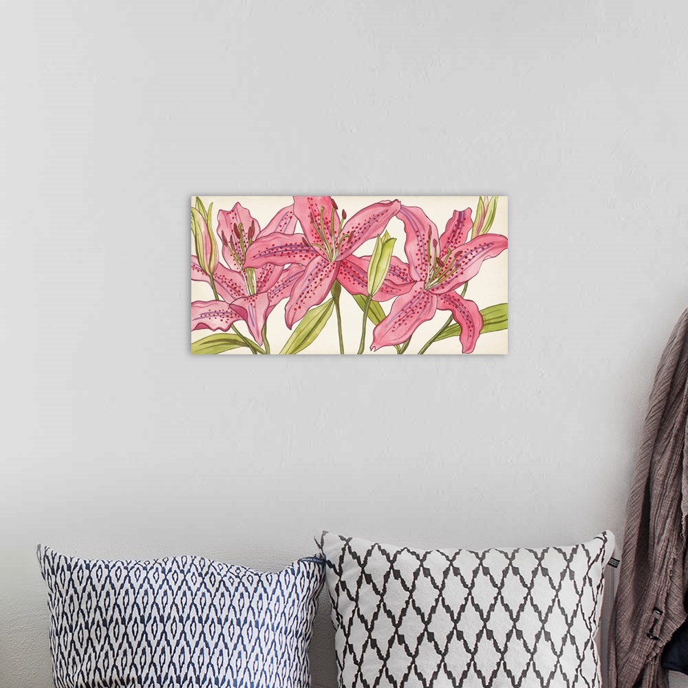 A bohemian room featuring Pink Lilies I