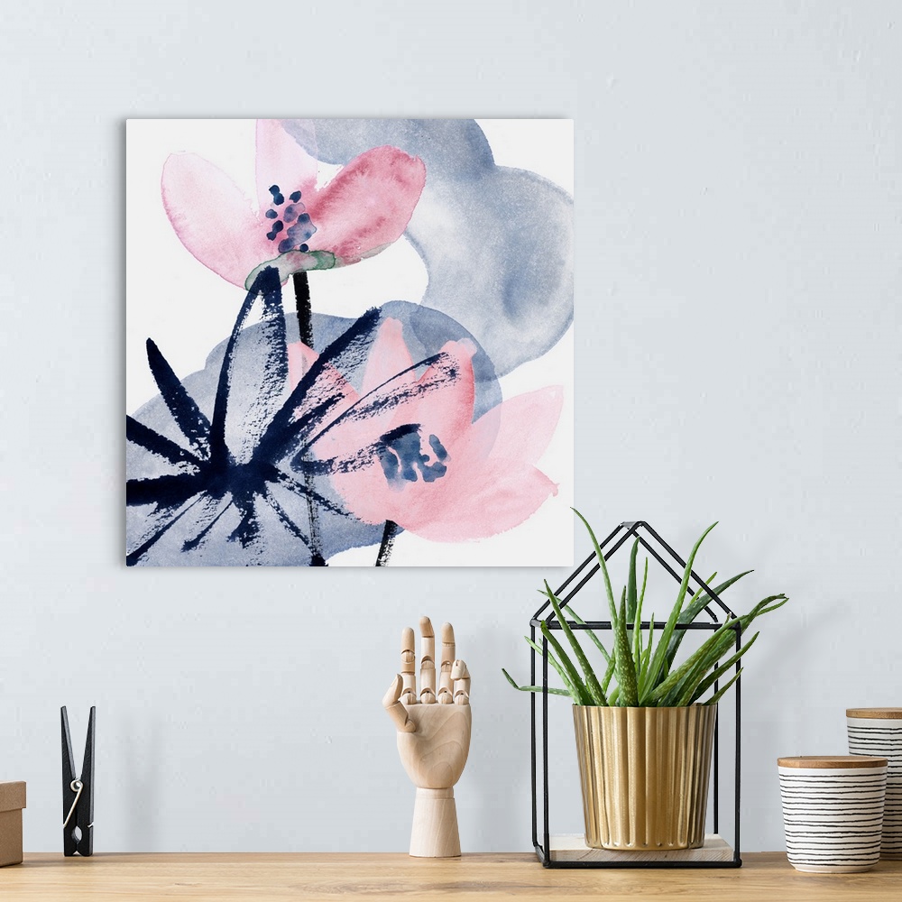 A bohemian room featuring Pink Water Lilies I